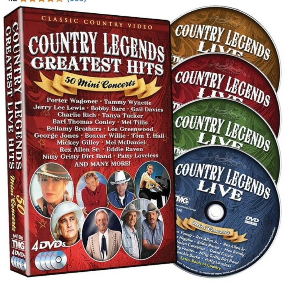 👛 (ANY 4/$20) 4 Disc DVD Set, ELEVEN HOURS Country Legends Greatest Hits